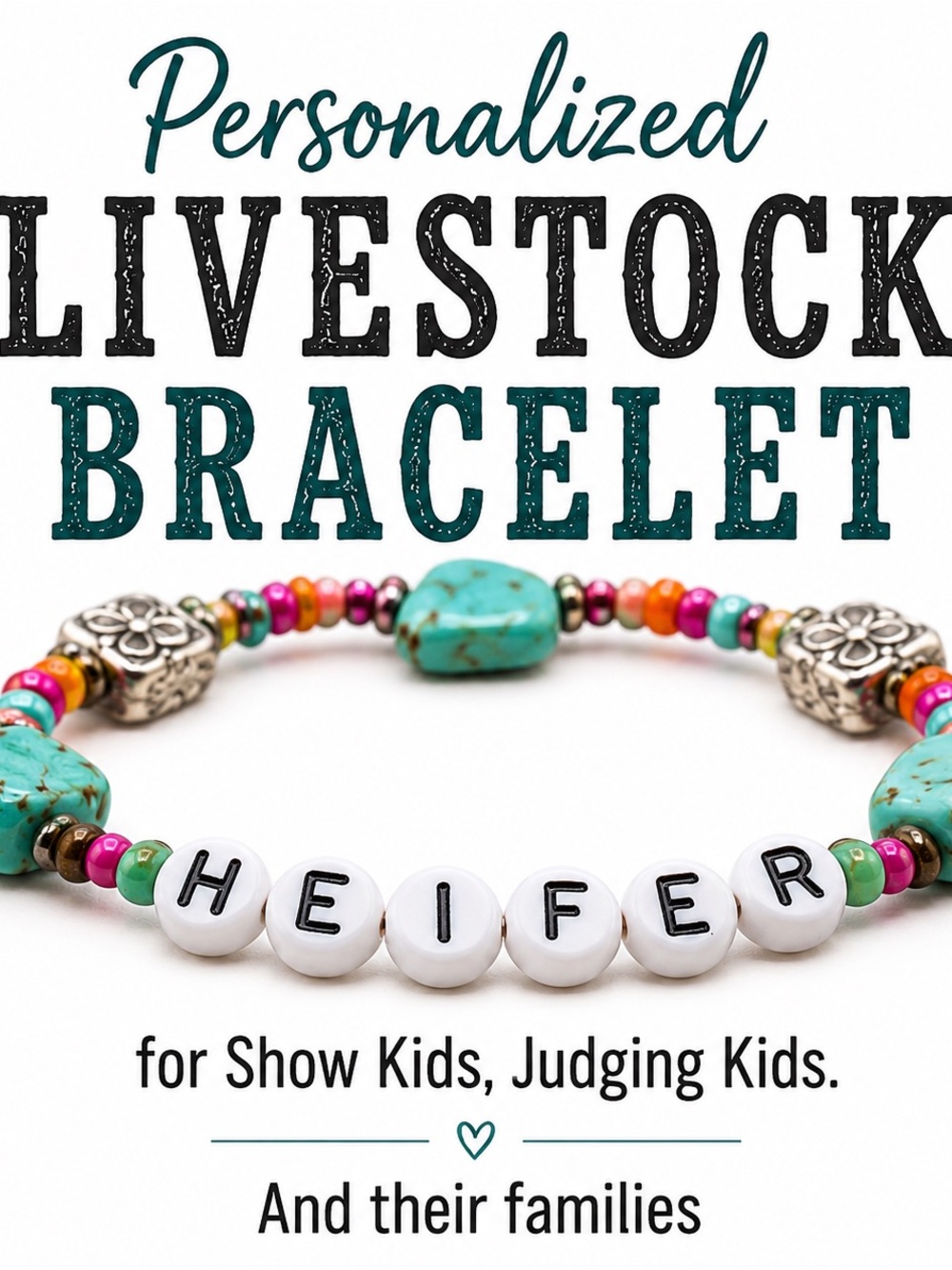 ONE Personalized Livestock Judging Bracelet Stack for Show Kids & Teams